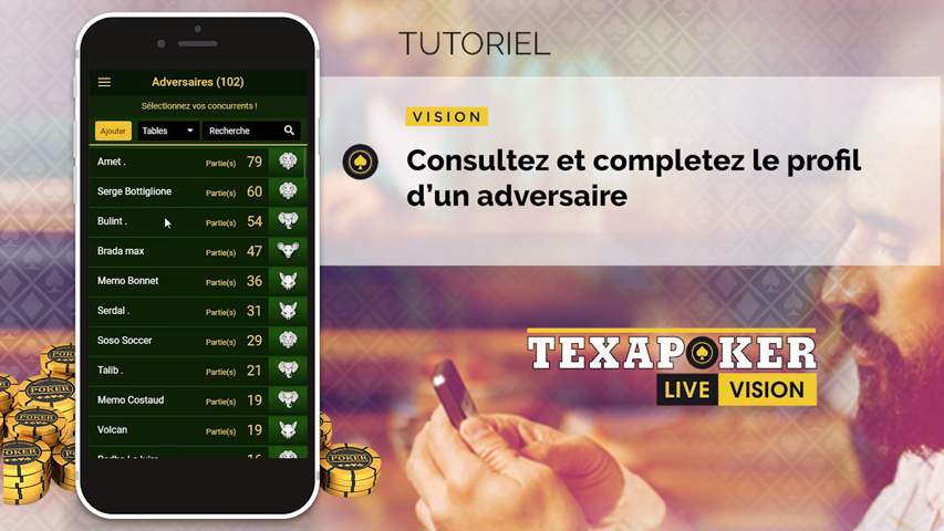 Consultez et completez un profil adversaire